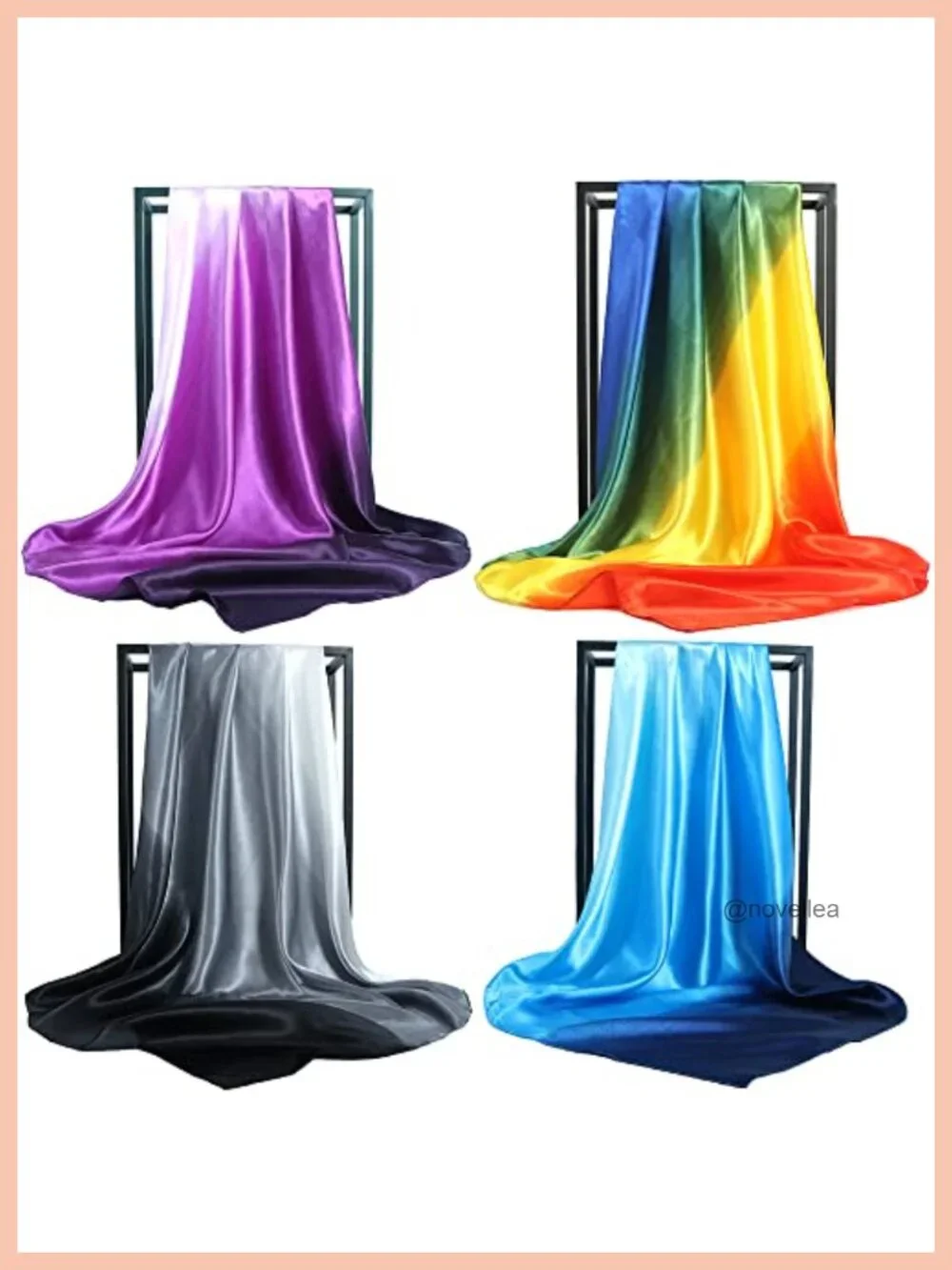 Womens Mulberry Silk Scarf Long Satin Fashion Designer Wrap Set of 4